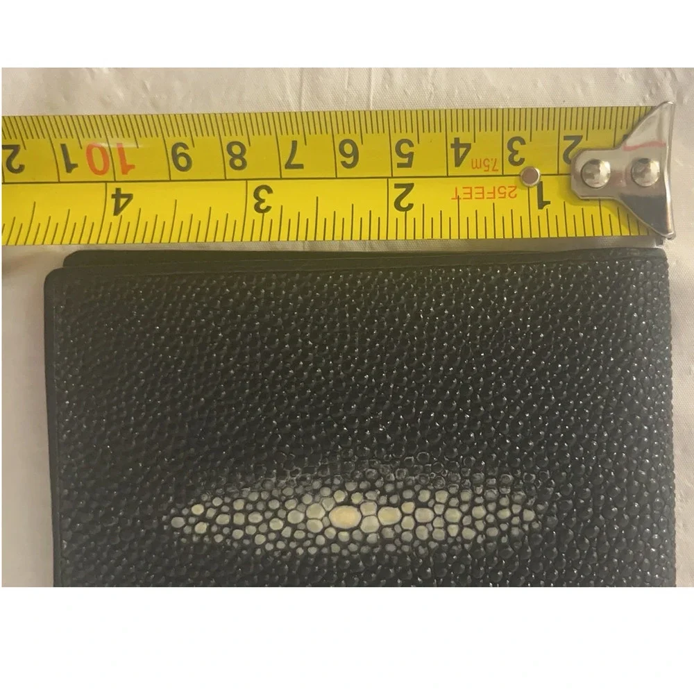 River Black Shagreen Bifold Wallet Genuine Leather ID Holder